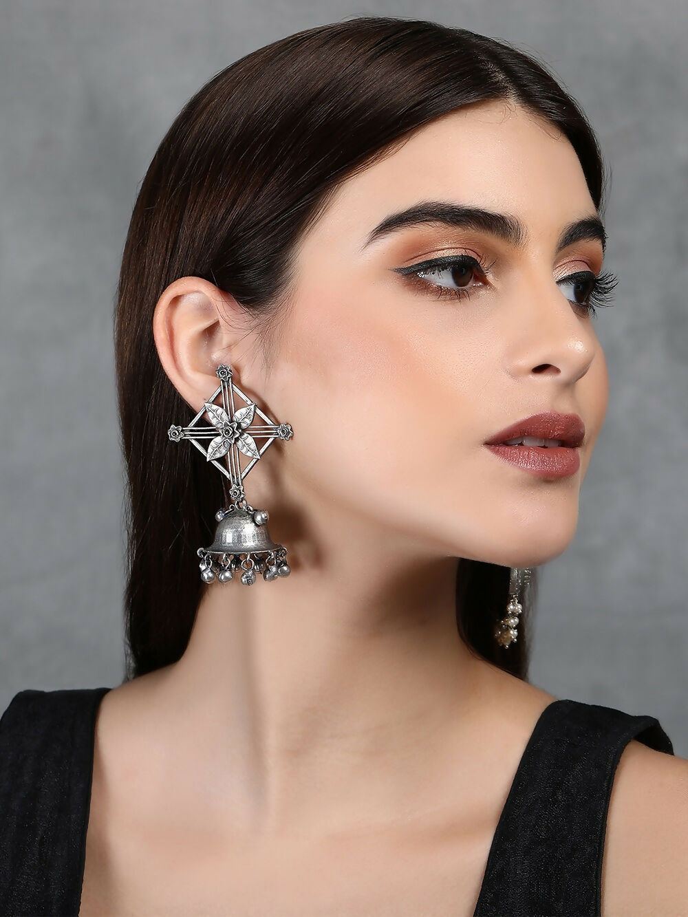 Joban Fashion Women Ghungroo Style Silver Tone Brass Jhumka | Grocsy