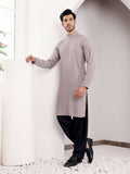 Grey Viscose Designer Chikankari Embroidery Work Men's Kurta - Mahotsav | Grocsy