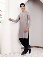 Grey Viscose Designer Chikankari Embroidery Work Men's Kurta - Mahotsav | Grocsy