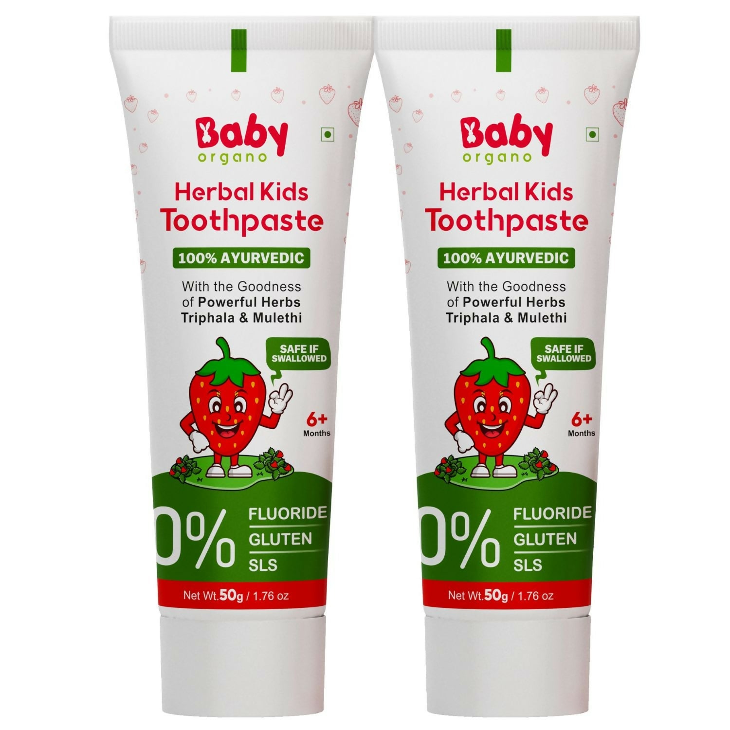 Babyorgano 100% Ayurvedic Herbal Kids Toothpaste - Strawberry Flavor | Grocsy