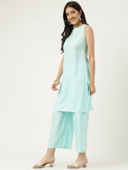 Joban Fashion Blue Rayon and Embroidered Work Straight Kurta Bottom Set | Grocsy
