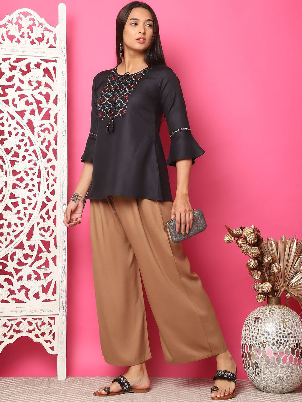 TAG 7 Women Wide Leg Palazzos | Grocsy