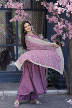 Jyoti Fashion Women's Onion Tabby Silk Designer Kurta with Trouser & Dupatta | Grocsy