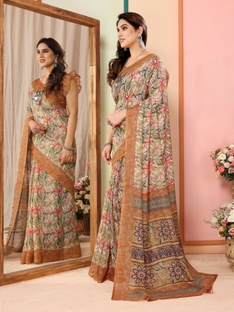 Partywear Designer Coffee Kota Doriya Fancy Saree - Dyuti | Grocsy