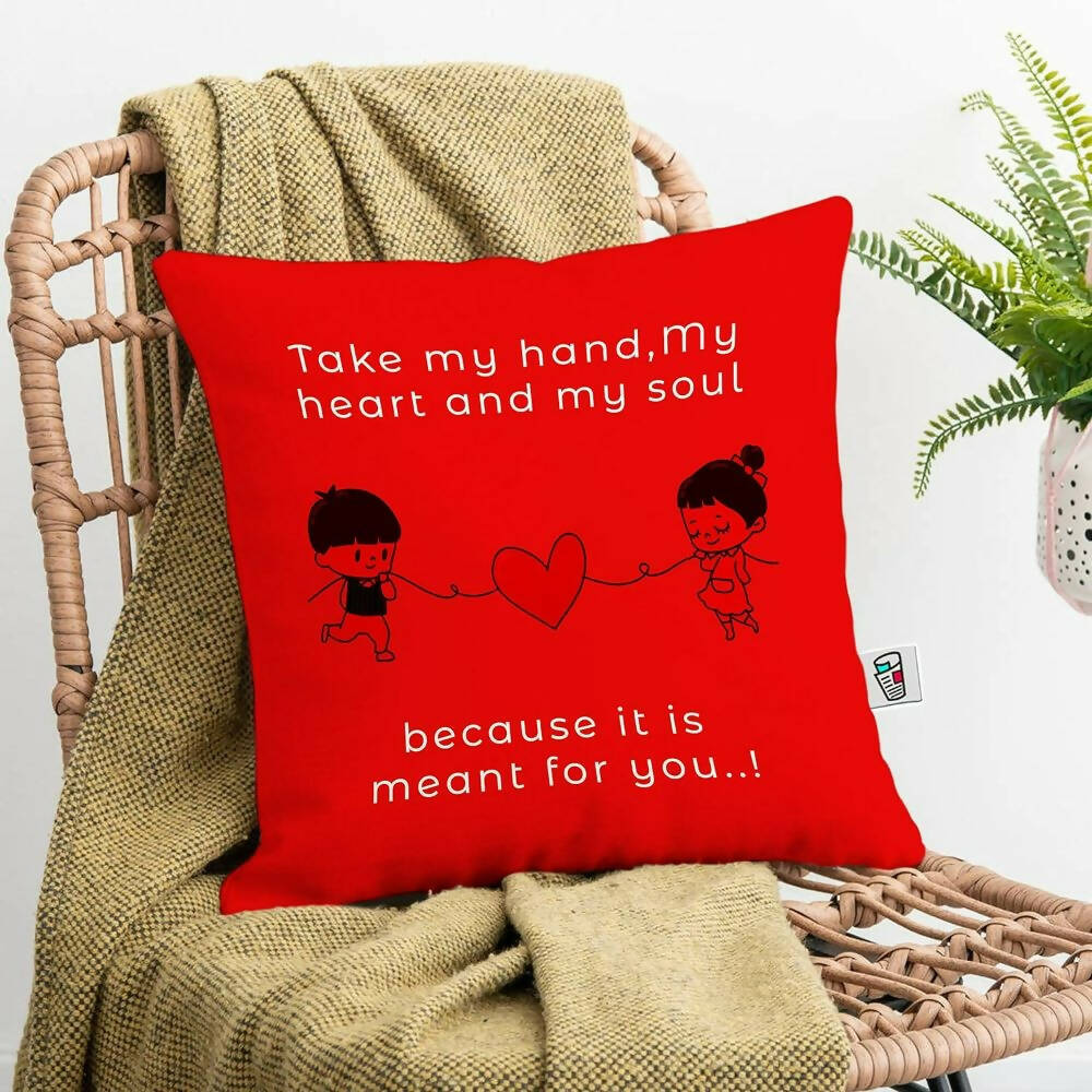 Paperholic Creations Take My Heart Printed Valentine Printed Cushion Cover | Grocsy