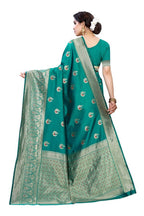 Vamika Banarasi Jacquard Weaving Green Saree (Siri Green) | Grocsy