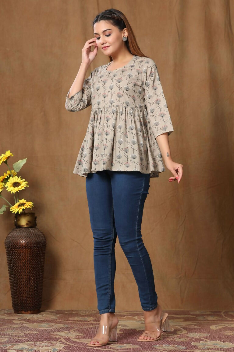 Miravan Women's Printed Short Kurti | Grocsy