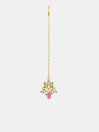 Ruby Raang Gold Polished Maroon Kundan Maang Tikka | Grocsy