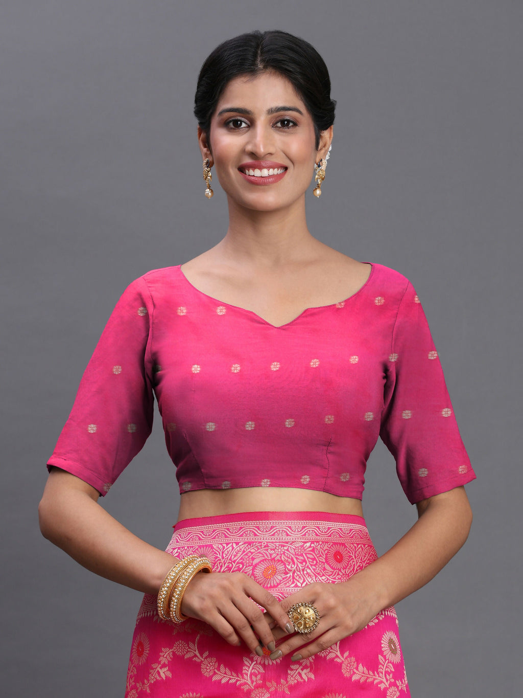 Shree Shyam Fashion Banarasi Silk Pink Saree | Grocsy