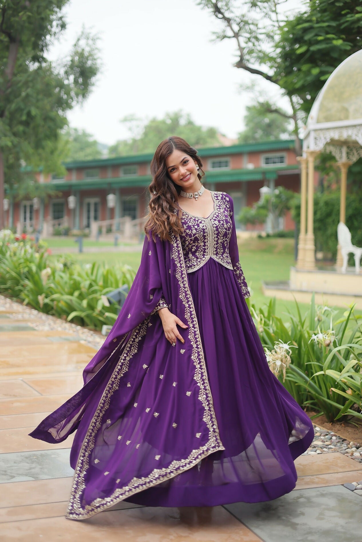 Joban Fashion Purple Georgette Sequence Embroidery Work Kurta Set | Grocsy