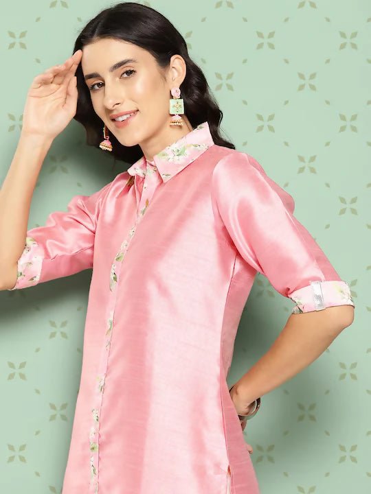 Ahalyaa Women's Traditional wear Kurta - Pink | Grocsy