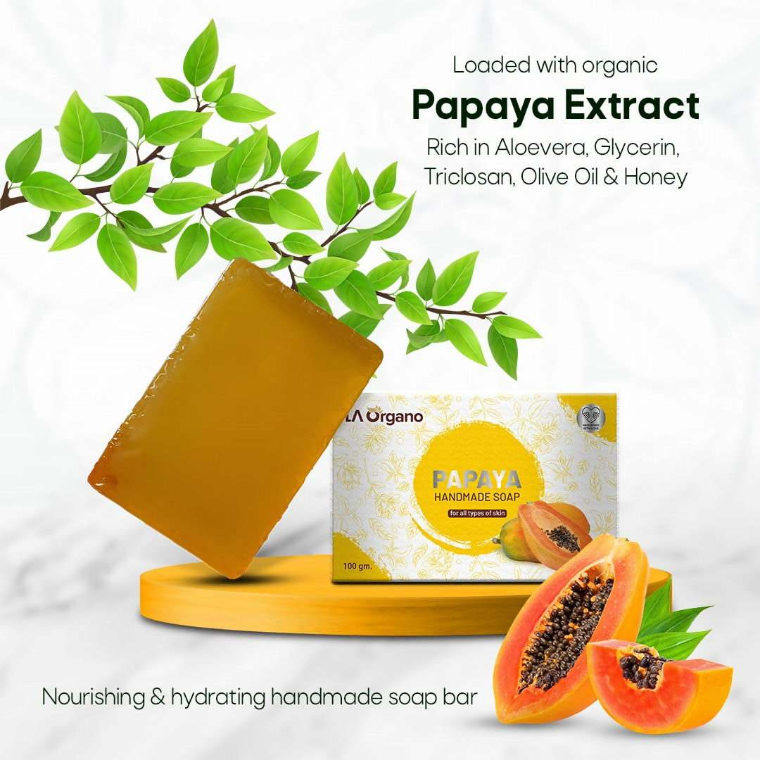 LA Organo Papaya Handmade Natural Bath Soap | Grocsy