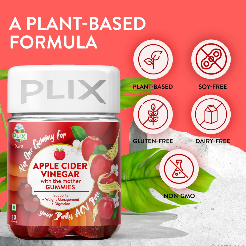 PLIX The Plant Fix Apple Cider Vinegar Gummies for Skin & Hair | Grocsy