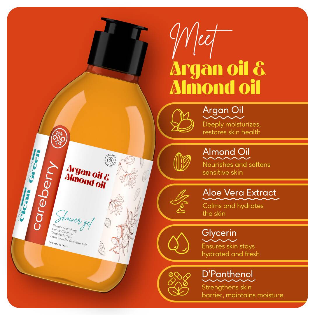 Careberry Argan & Almond Oil Shower Gel | Grocsy