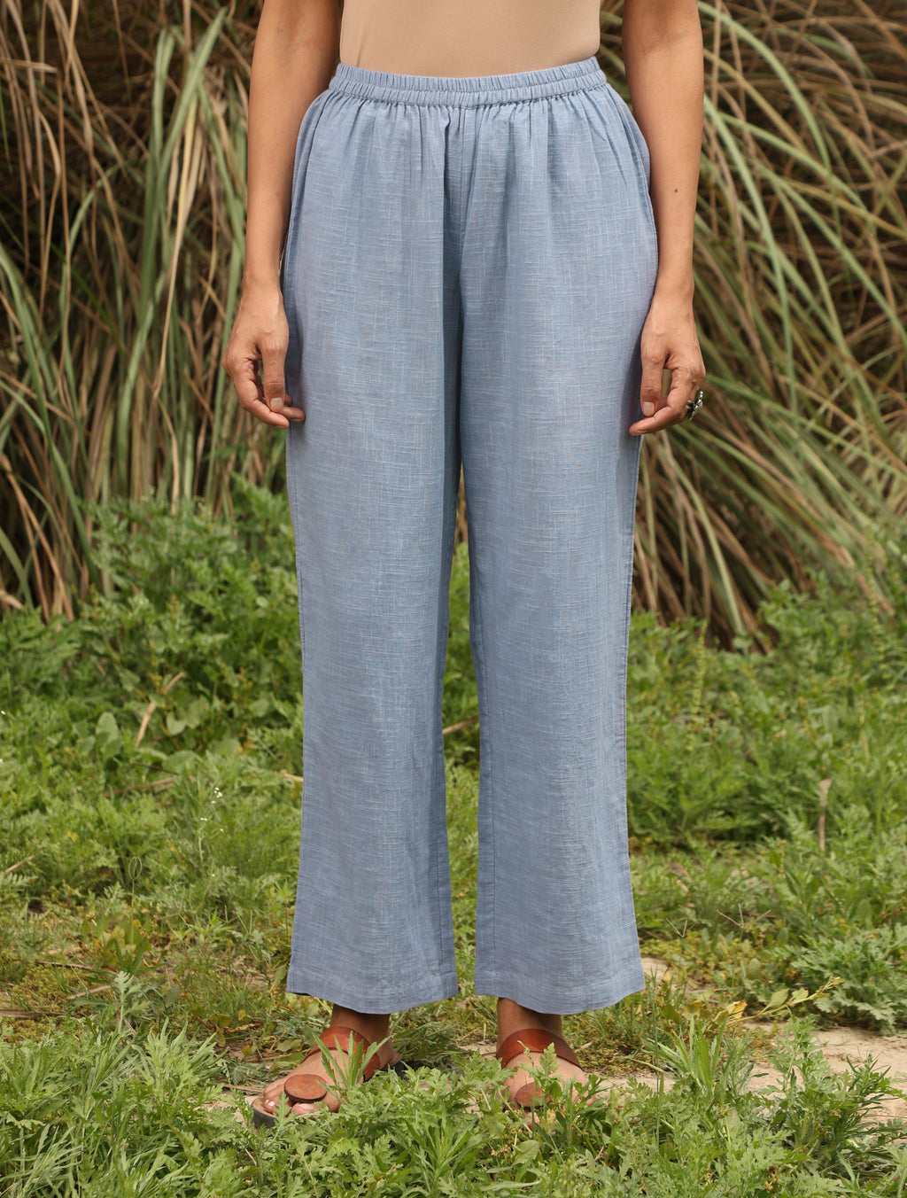 trueBrowns Blue Cotton Sleeveless Co-ord Set | Grocsy