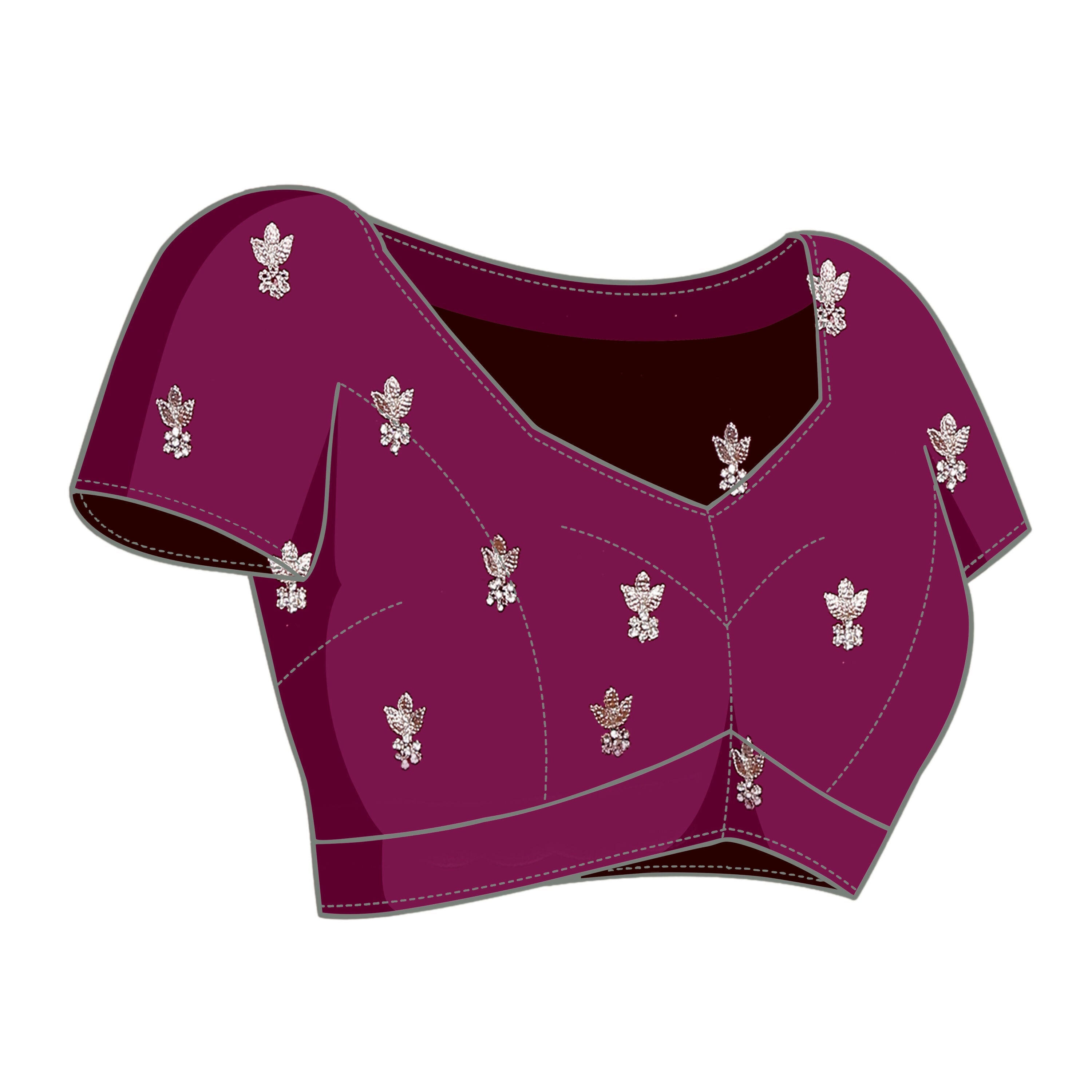 Purple Pure Satin Embroidered Saree With Stitched Blouse - Nimaya Kaksha | Grocsy
