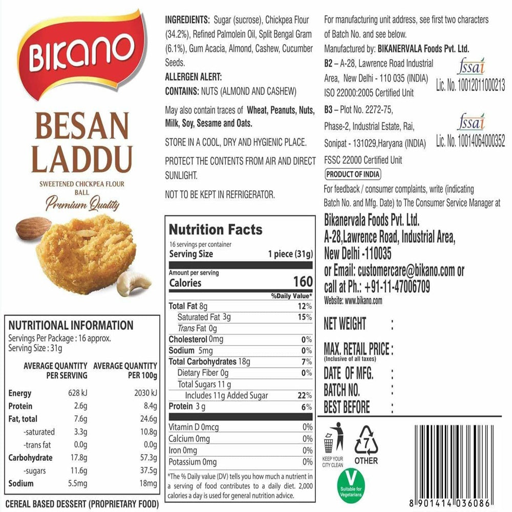 Bikano Besan Laddoo | Grocsy
