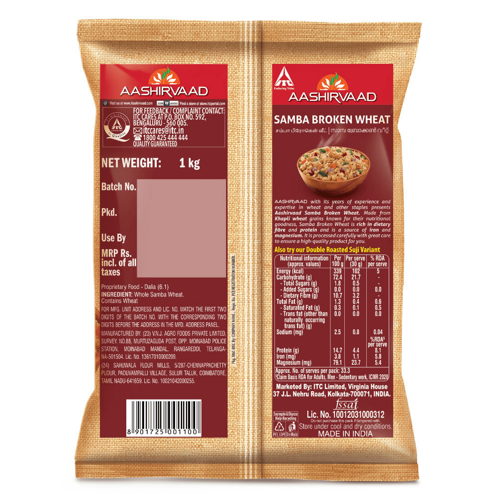 Aashirvaad Samba Broken Wheat Rava | Grocsy