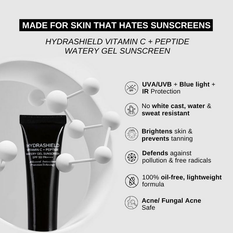 The Formularx Hydrashield Vitamin C + Peptide Sunscreen Spf 50 Pa++++ For Oily, Acne Prone Skin | Grocsy