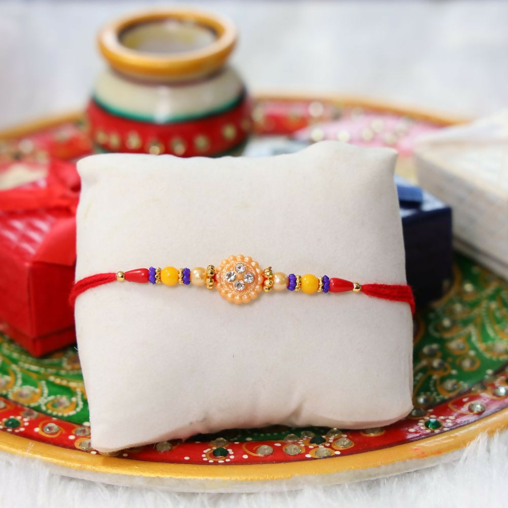 Indianvibez Colourful Beads With Stone Fancy Rakhi | Grocsy