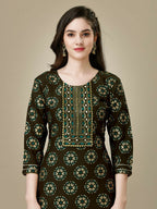 Jyoti Fashion Women's Dark Coffee Rayon Embroidered Kurta Pant Set | Grocsy