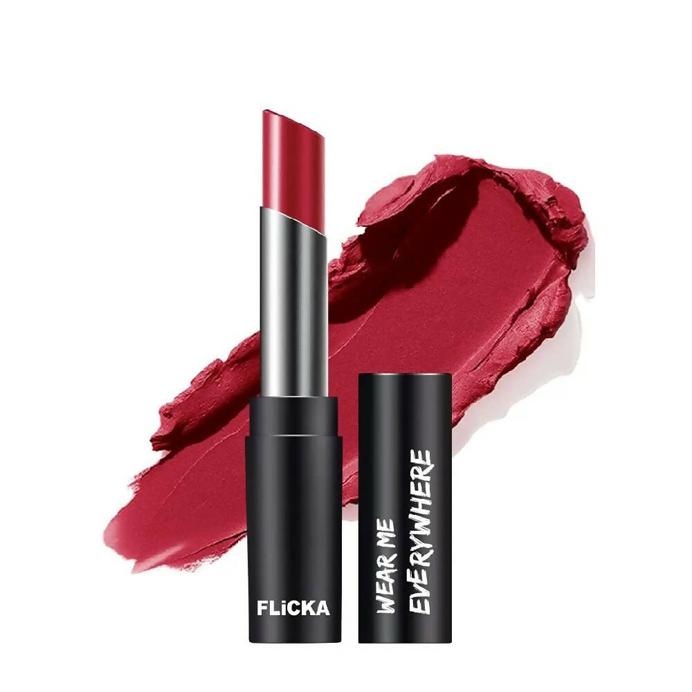FLiCKA Wear Me Everywhere Creamy Matte Lipstick Drop Dead Red | Grocsy