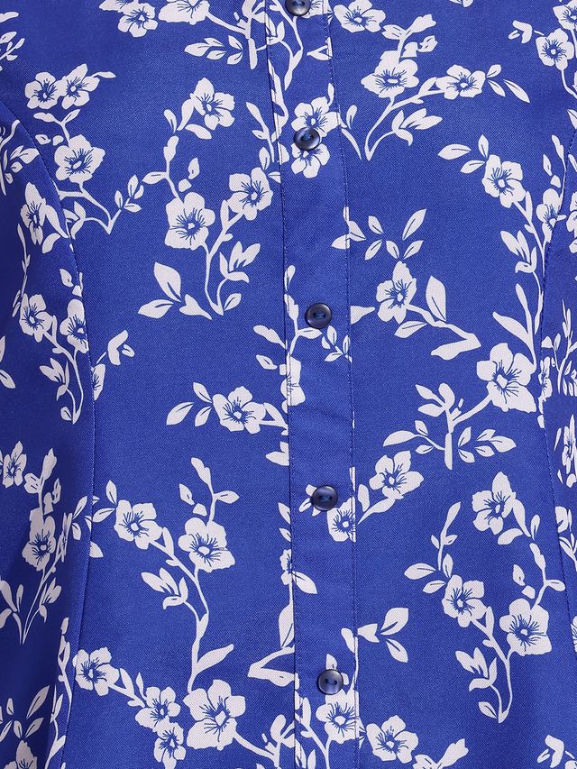 Janasya Royal Blue Panelled Rayon Blend Dress | Grocsy