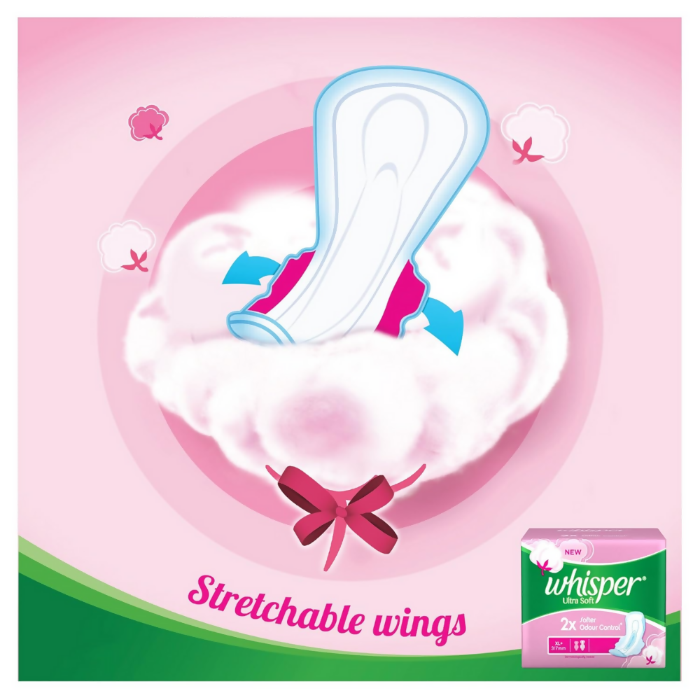 Whisper Ultra Soft Sanitary Pads for Women, XL+ | Grocsy