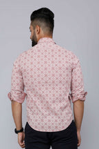 Miravan Men's Pink Pure Cotton Floral Print Slim Fit Casual Shirt | Grocsy