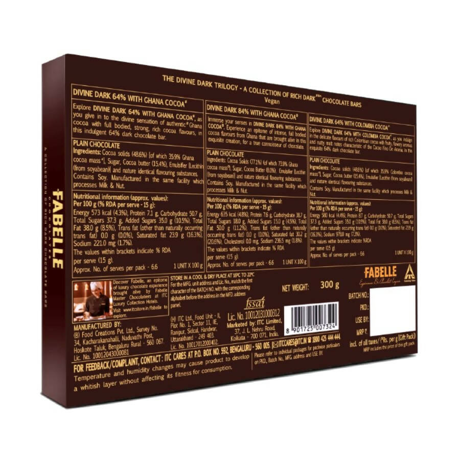 Fabelle Divine Dark Trilogy Chocolate Gift Pack | Grocsy