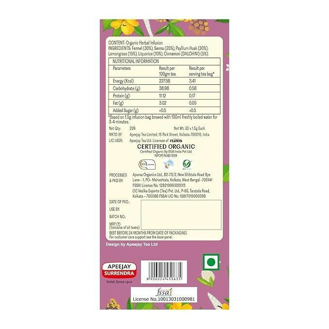 Flurys Slim Tea – Detoxing Organic Herbal Tea with Fennel | Grocsy