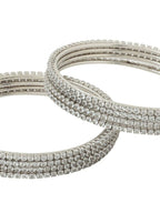NVR Women Set of 8 American Diamond Silver Plated Bangles
