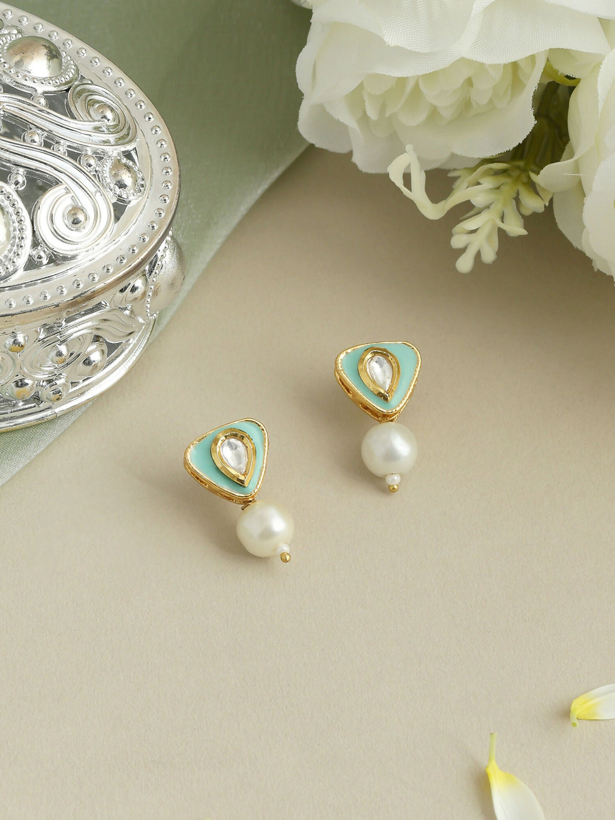 Ruby Raang Ruhani Green Pearl Earrings | Grocsy