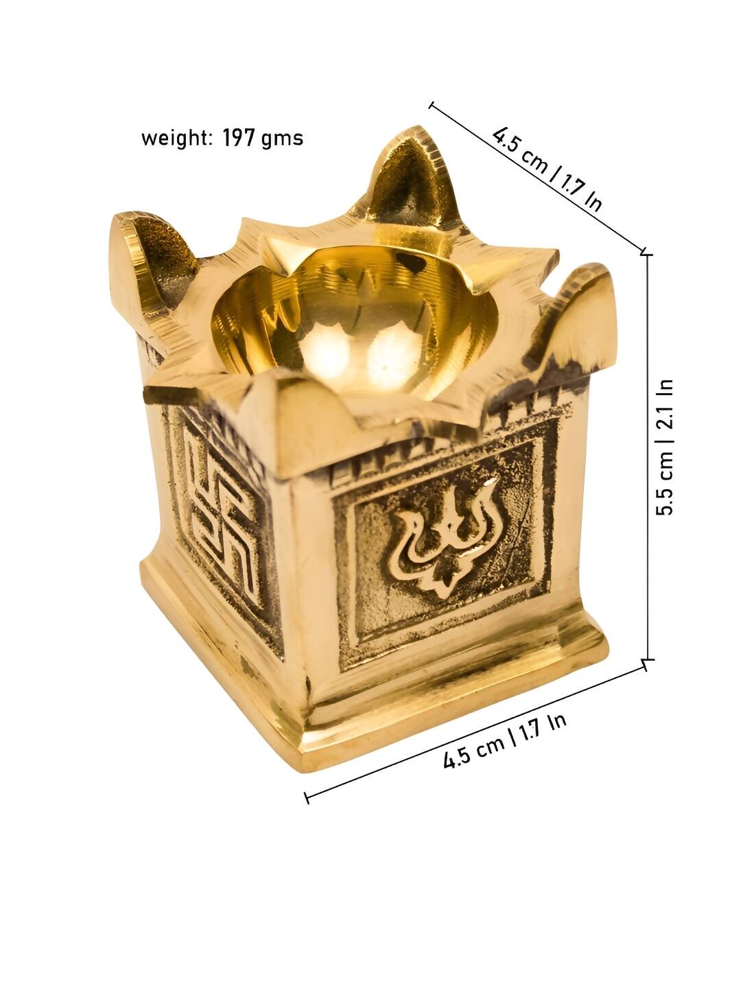 Spillbox Gold-Toned Brass Tulasi Deep Pooja Essential | Grocsy