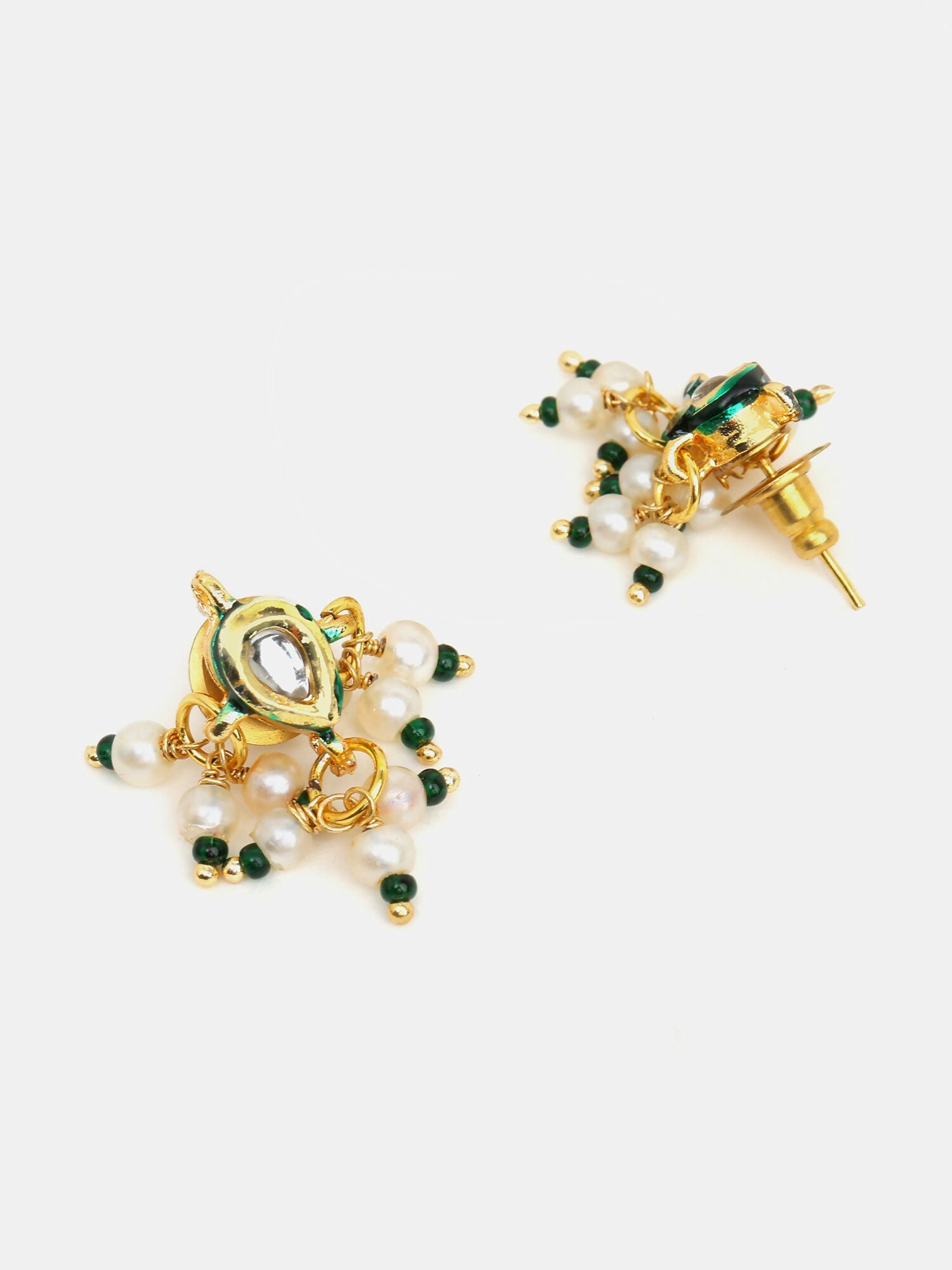 Ruby Raang Pearl Blossom Set Of Maang Tikka And Earrings | Grocsy