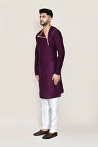 Joban Fashion Purple Colored Art Silk Fabric Kurta With Straight Fit Pant | Grocsy
