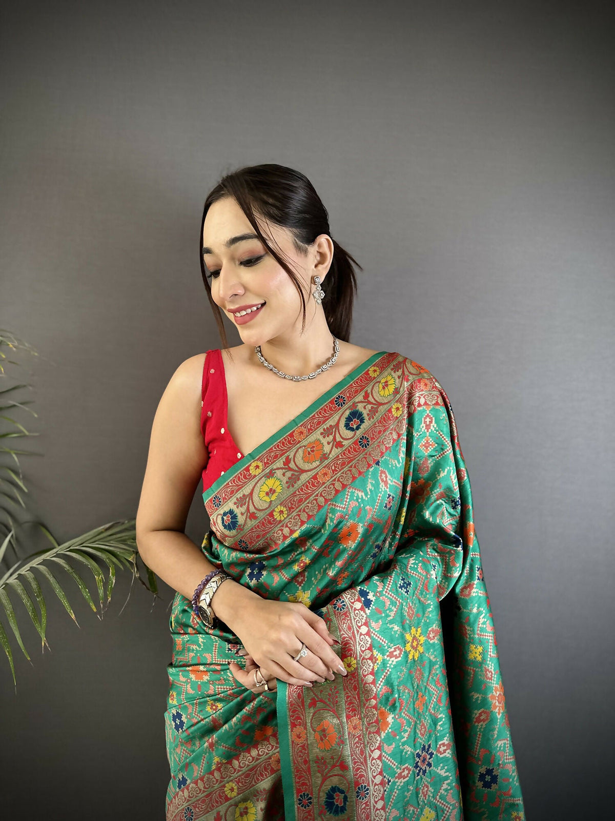 Joban Fashion Green Banarasi Soft Silk Woven Saree | Grocsy