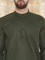 Even Apparels Pure Cotton Green Kurta - Green | Grocsy