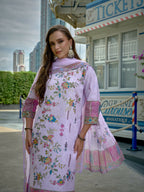 Joban Fashion Purple Position Digital Print With Position Foil Kurta Set | Grocsy