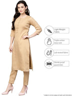 Ahalyaa Women's Faux Silk Kurta Pant Set with Traditional Bandhini Print Dupatta | Grocsy