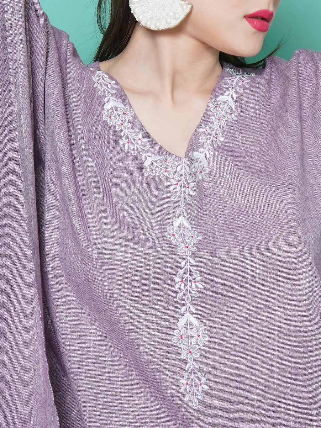 Women Republic Purple Cotton Kafttan With Palazzo | Grocsy