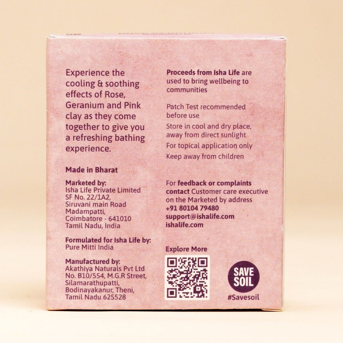 Isha Life Soothe. Rose Geranium With Coconut Oil Handcrafted Soap | Grocsy