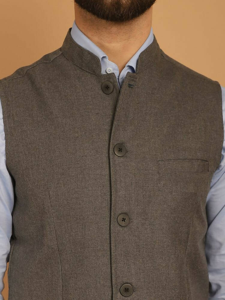 Even Apparels Nehru Jacket With Welt Pockets - Grey | Grocsy