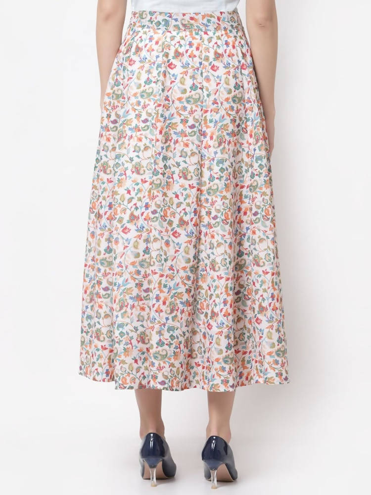 Myshka Multicolor Cotton blend Printed Skirt | Grocsy