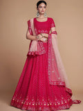 Tulsi Art Wondrous Rose Pink Sequined Georgette Bridesmaid Lehenga Choli | Grocsy