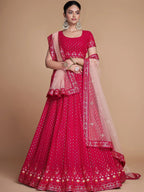 Tulsi Art Wondrous Rose Pink Sequined Georgette Bridesmaid Lehenga Choli | Grocsy