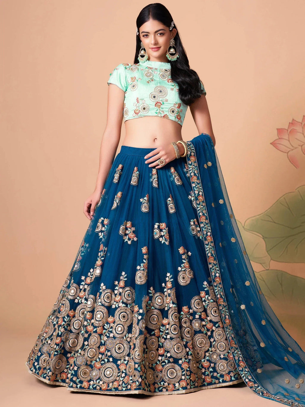 Tulsi Art Superb Sapphire Blue Dori Work Net Designer Lehenga Choli | Grocsy