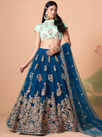 Tulsi Art Superb Sapphire Blue Dori Work Net Designer Lehenga Choli | Grocsy