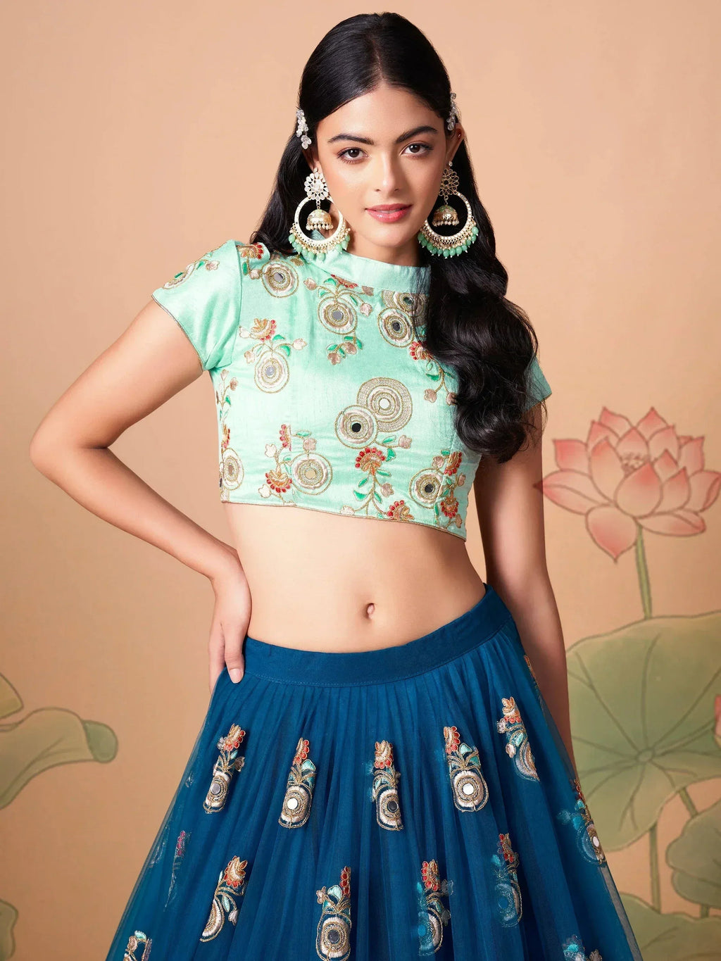 Tulsi Art Superb Sapphire Blue Dori Work Net Designer Lehenga Choli | Grocsy