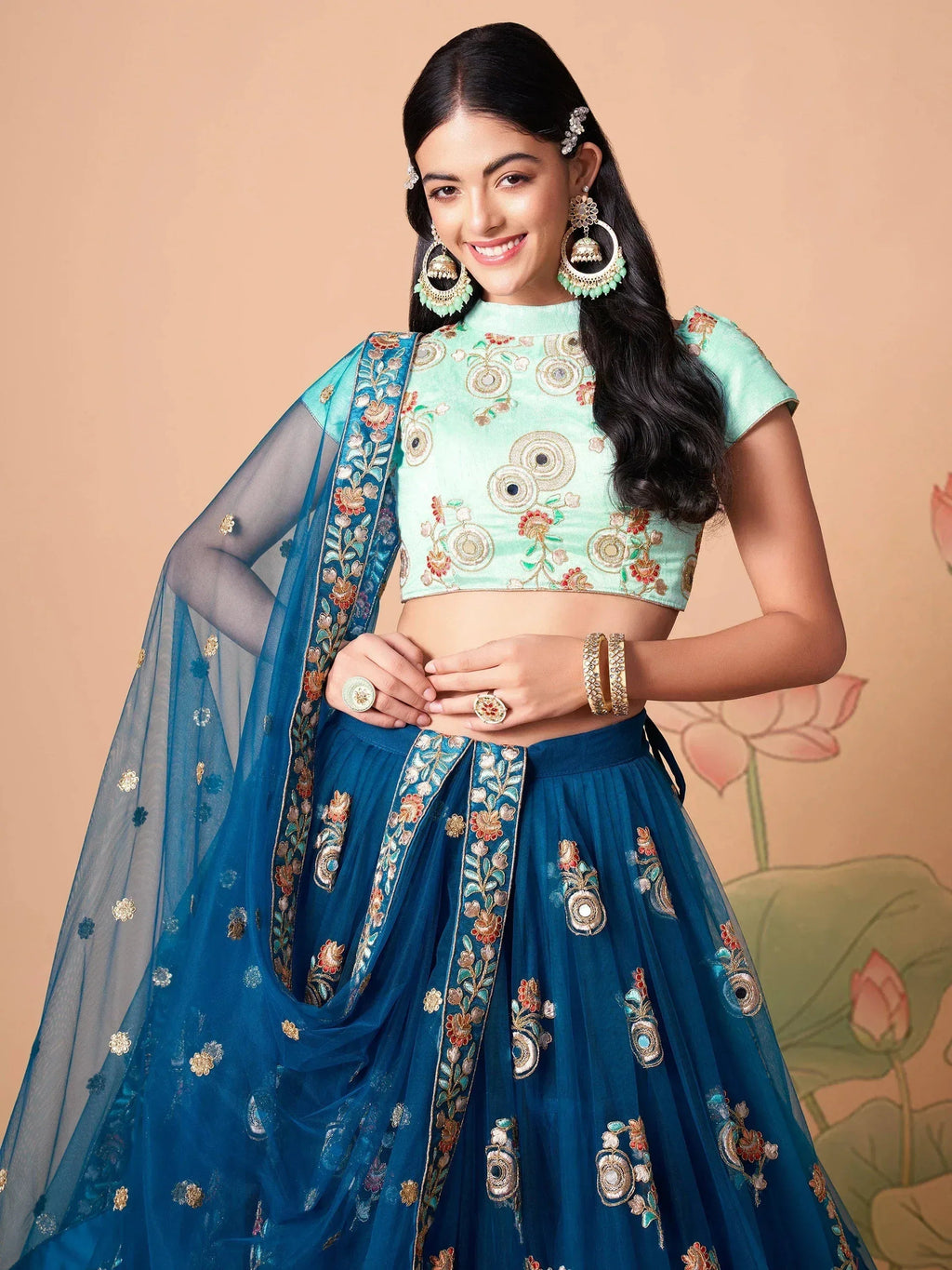 Tulsi Art Superb Sapphire Blue Dori Work Net Designer Lehenga Choli | Grocsy